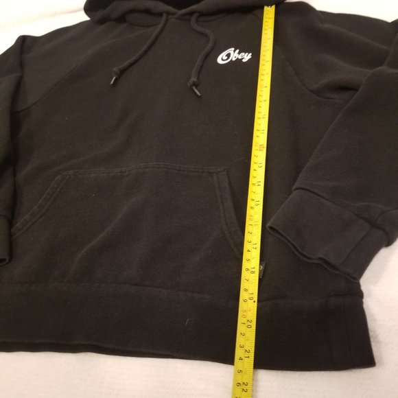 Women Obey Propaganda Hoodie Small Black Warm Simple Basic Logo Design - Picture 8 of 8